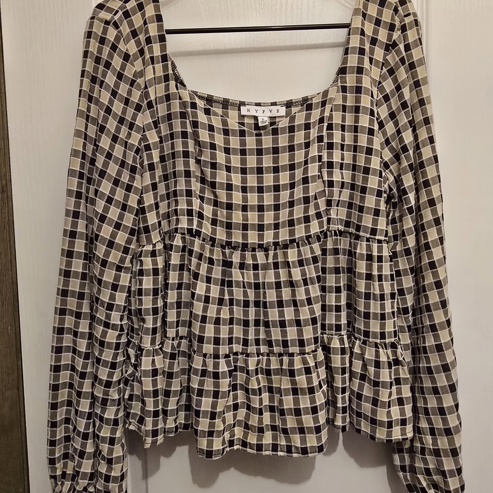 HYFVE Women's Checkered Blouse - Black and Cream
